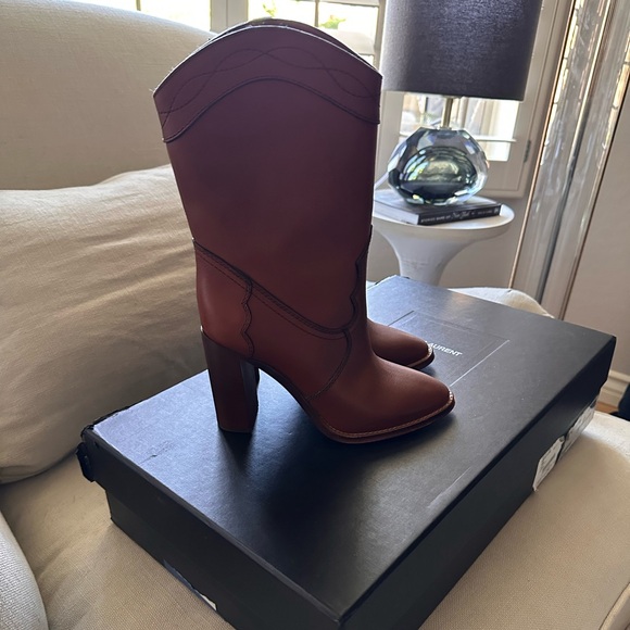 Saint Laurent Kate 90 Tuscan Leather Western Boots - Picture 12 of 12